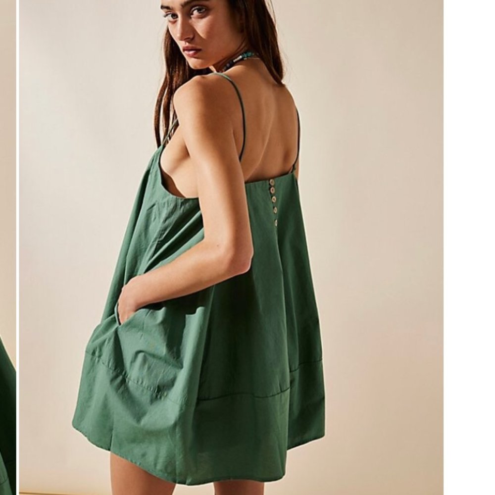 NWOT Free People Struttin' Mini Dress - Green - XS